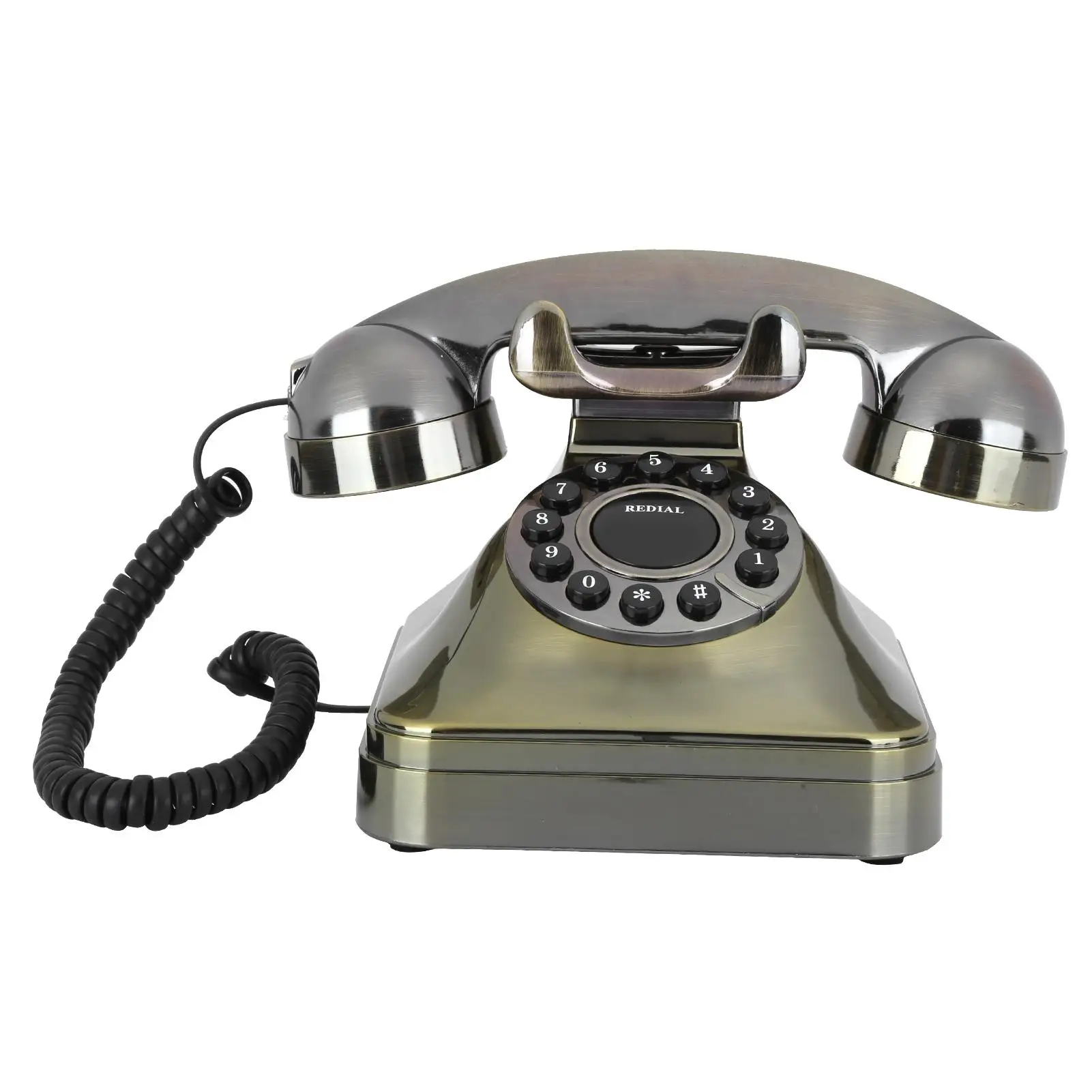 Vintage Antique Corded Telephone with Button Dial - Retro Fixed Digital Landline Phone for home Decor