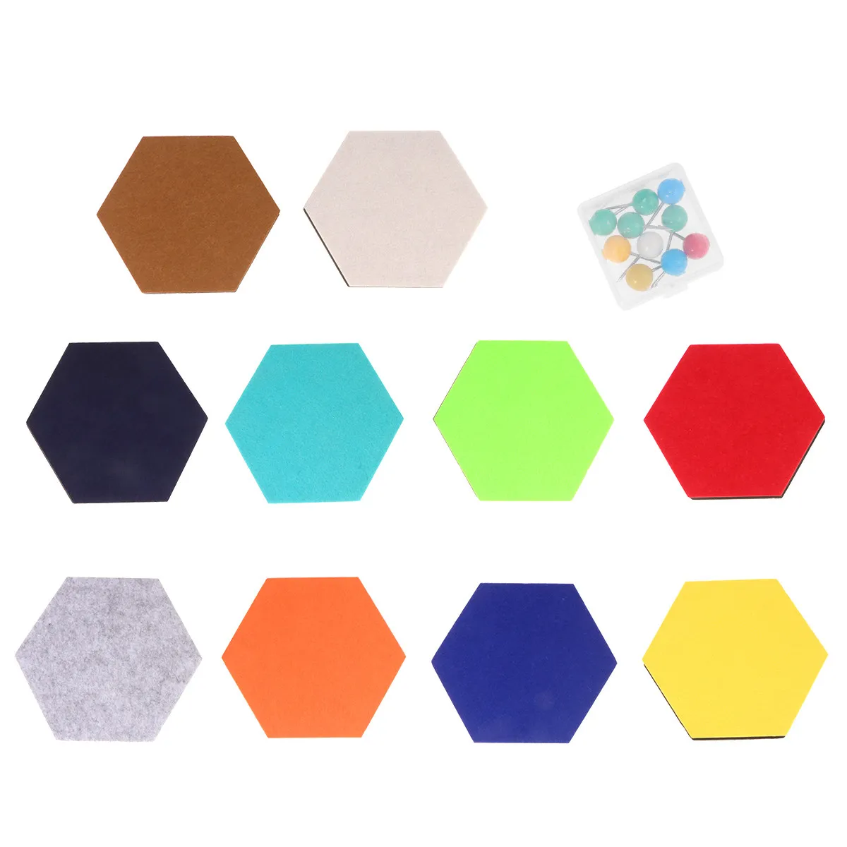 10Pcs Hexagon Felt Wall Sticker DIY Memo Board Creative Self-Adhesive Decorative Sticker for Home Office Classroom Photo Key