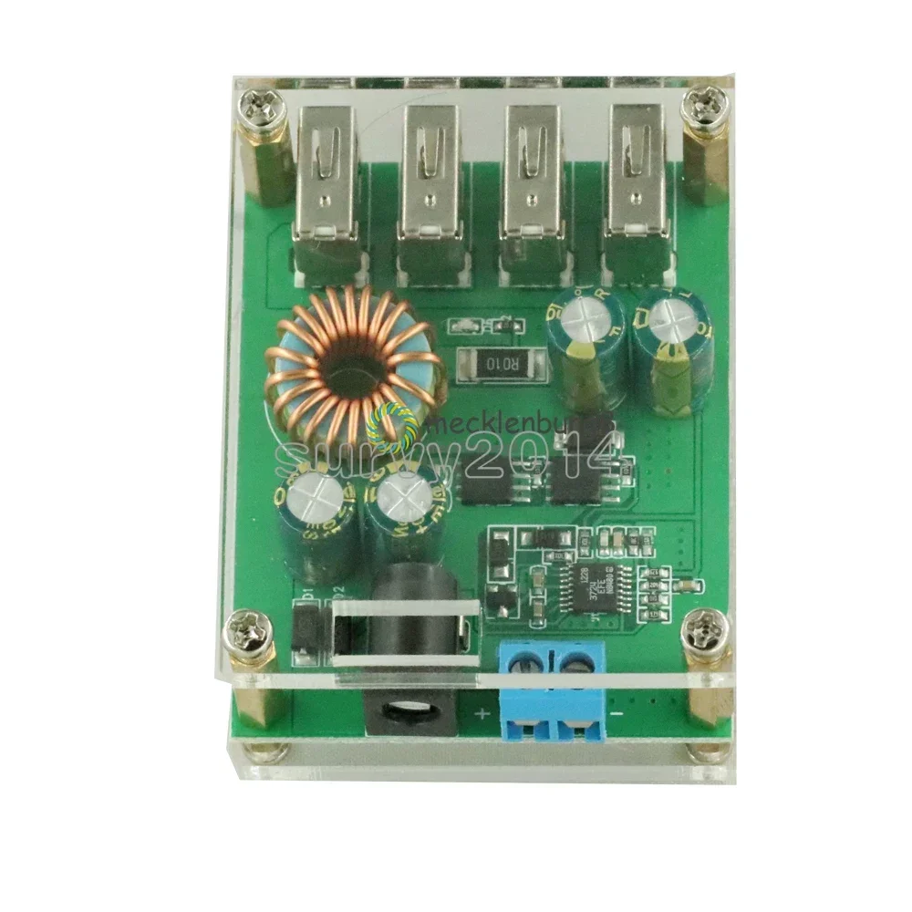 

DC DC 7V-60V to 5V 5A 4 Four USB Output Buck Converter Board Step Down Power Supply Module Car Charger High Speed with case
