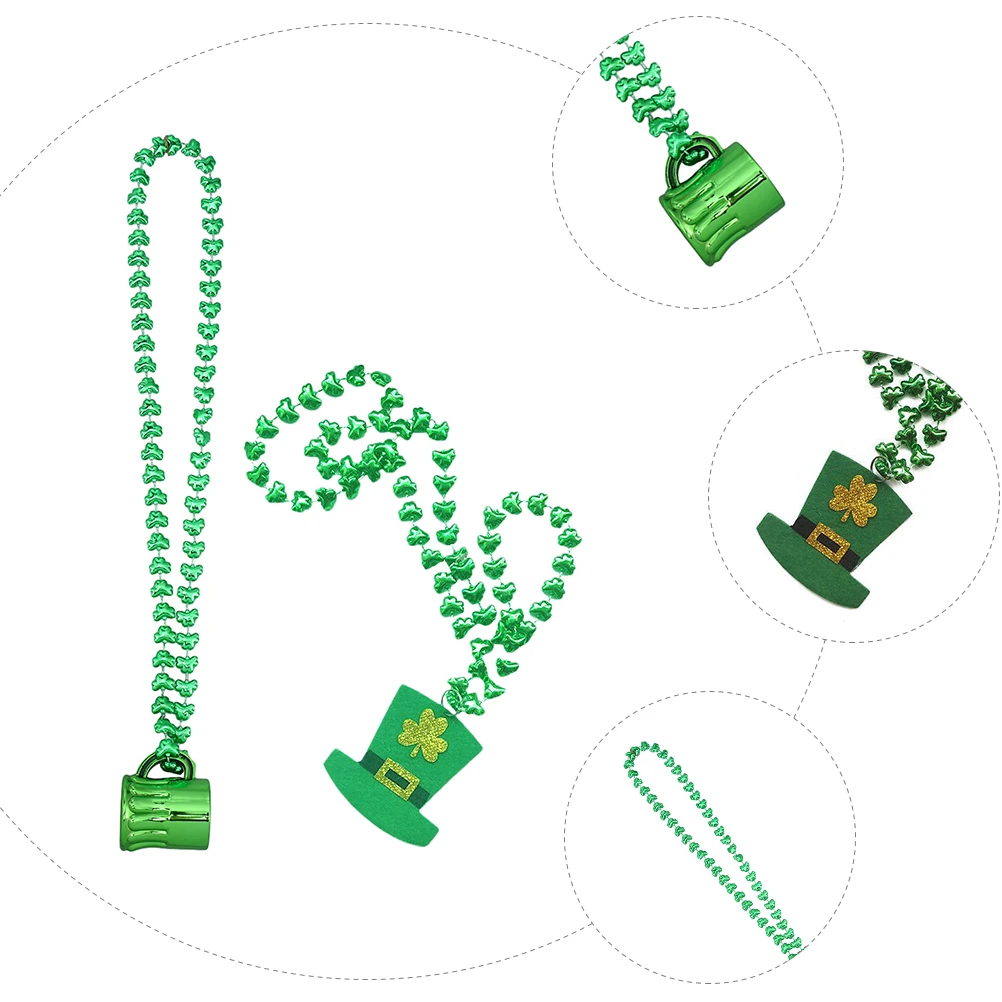 6 قطعة المعلقات قلادة خضراء الخرز النساء مجوهرات غير المنسوجة النسيج زينة لوازم الحفلات عيد القديس باتريك الملحقات