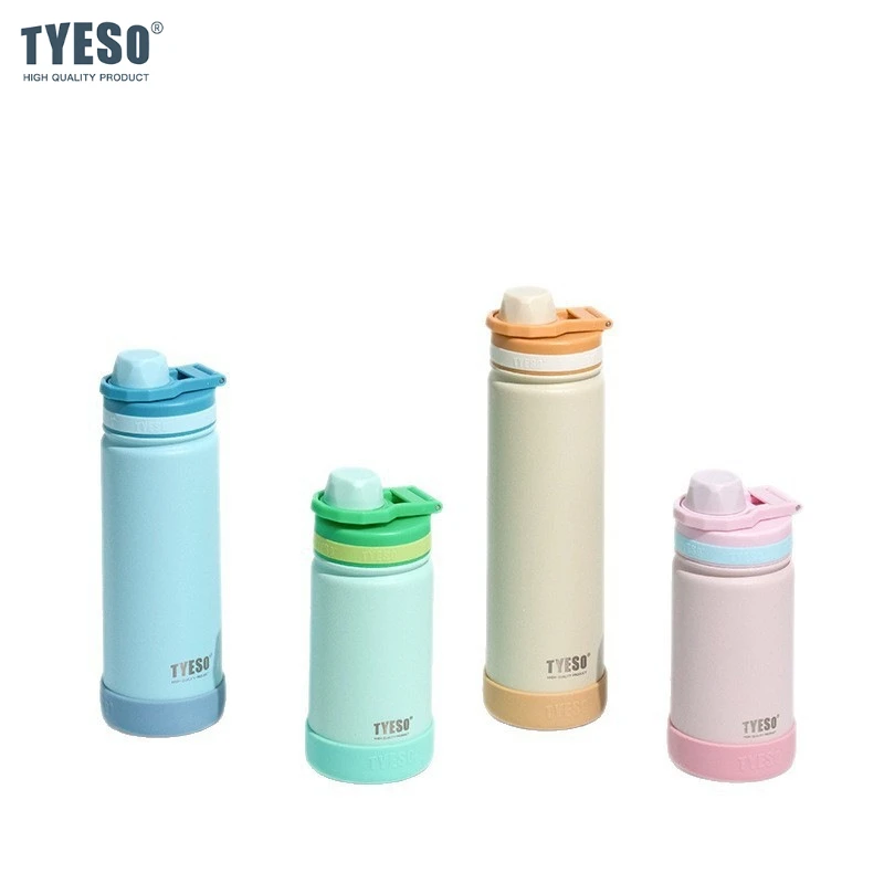 TYESO 420/600/750ML Outdoor Sports Kettle Portable Water Cup with Non-slip Silicone Cover Leakproof Lightweight Drink Bottle