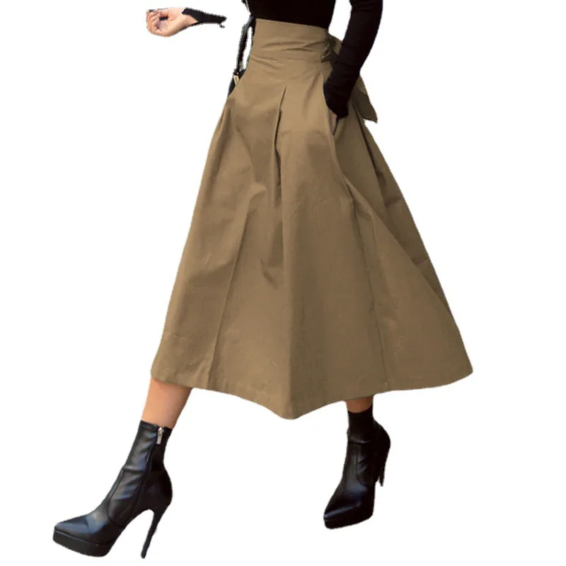 Women's Faion Casual Dr  Umbrella Skirt  Knot Large Swing Skirt Waist Cinched Long Dr Fre Sle Mid-le...