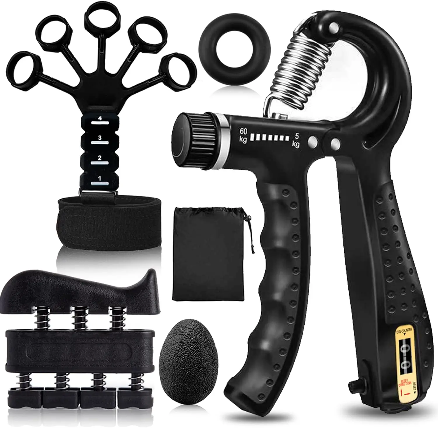 

Набор из 5 регулируемых эспандеров для тренировки силы хвата, предплечий и пальцев