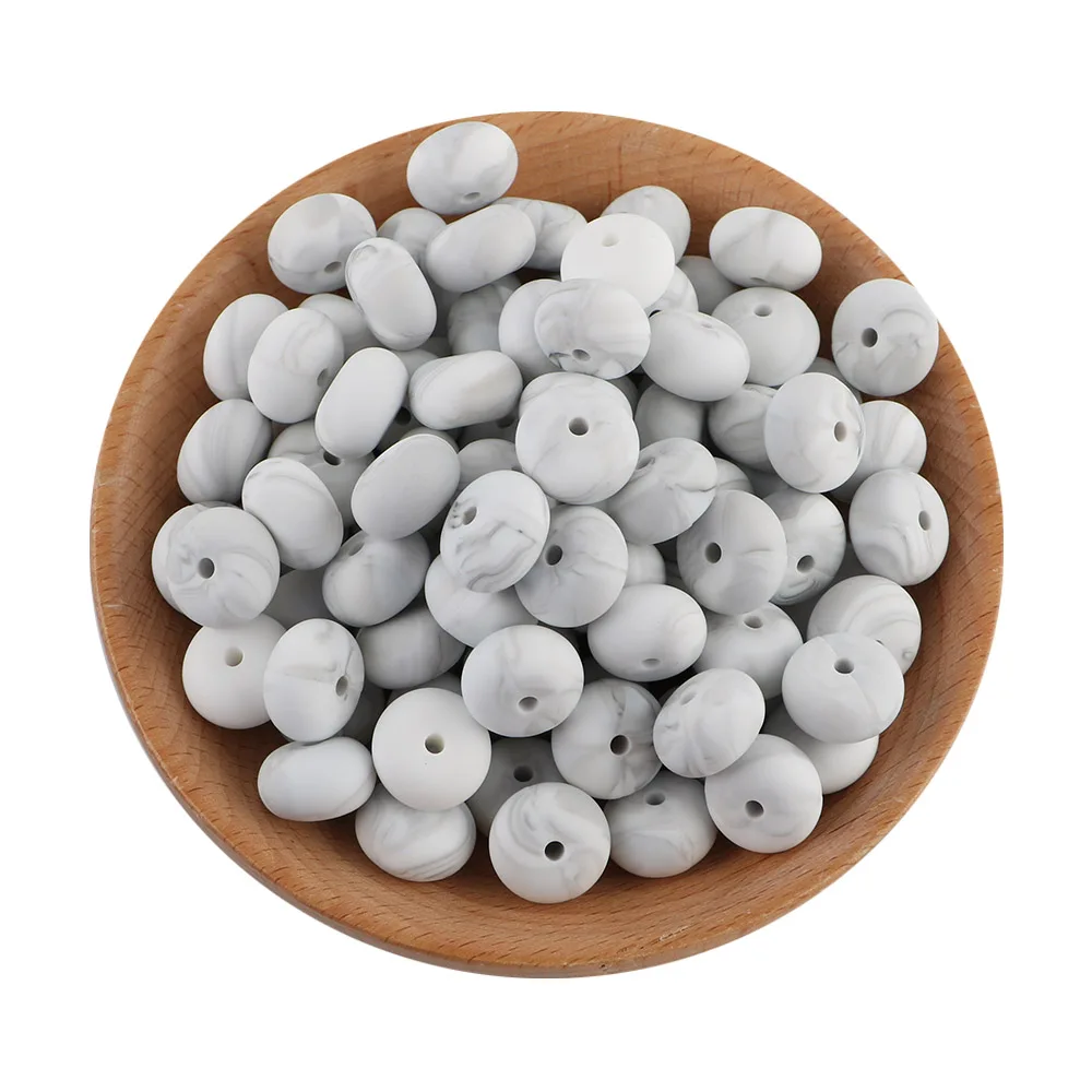 Sunrony, 80 Stück/Set, 14 mm, Abacus-Silikonperlen, linsenförmige, flache Perlen für die Schmuckherstellung, zum Basteln von Armbändern und als Dekorationszubehör. – Detail 10