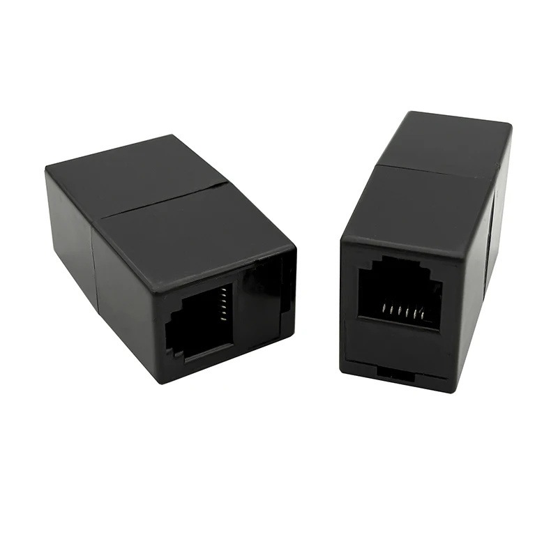Black RJ12 straight-through 6P6C connector with gold plating - six-core DC telephone direct signal converter