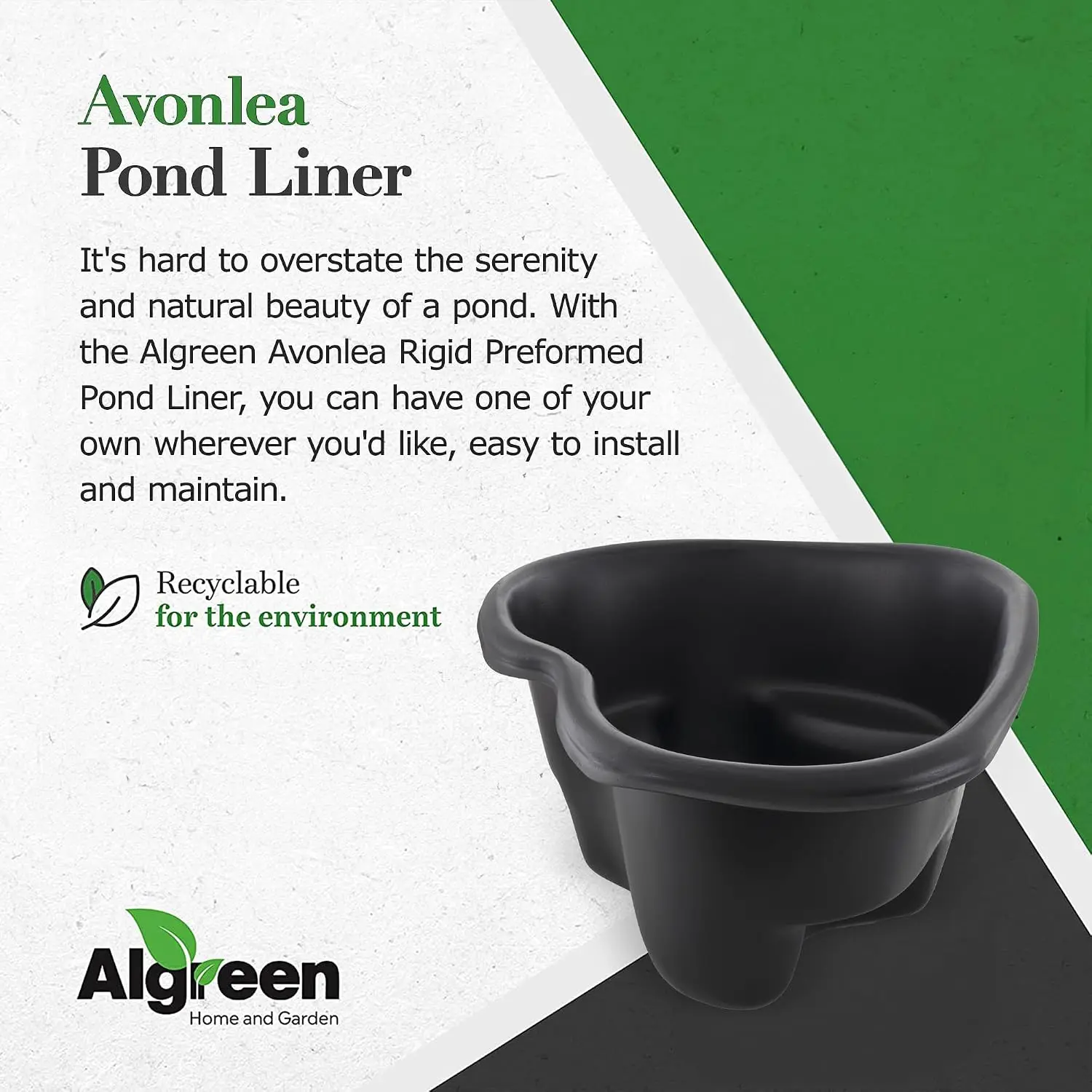 Rigid Preformed Plastic Pond Liner 33 Gallon Base Accessory Backyard Garden Fountain Water Ponds Avonlea Black Fish Plant Safe F