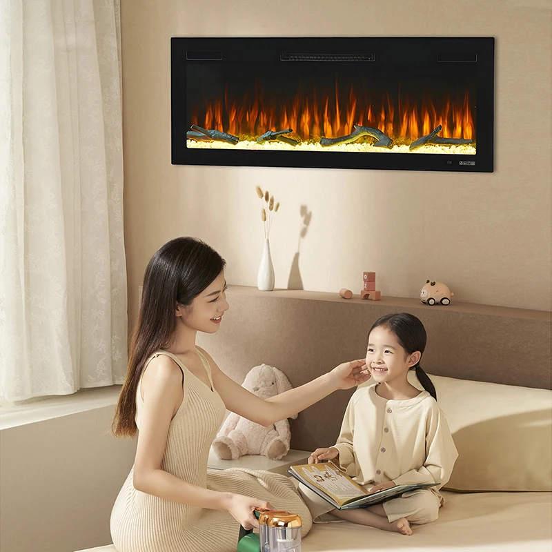 جديد 2 فولت 40 بوصة سجلات كريستال ملونة LED تزين مدفأة كهربائية معلقة على الحائط #4