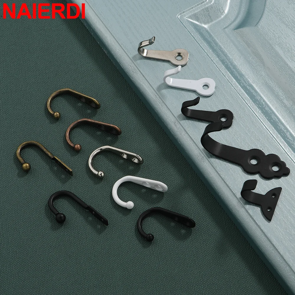 NAIERDI 20Pcs Vintage Hangers Hook,Black Wall Mounted Coat Hooks,Metal Hooks,Small Wall Hooks With Screws for Hanging Hat,Key,