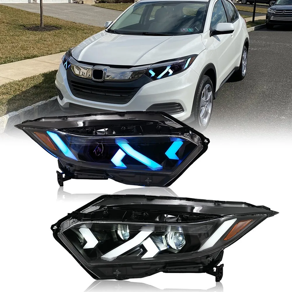 

Pair Full LED Headlights Assembly For 2019-2022 Honda HRV H-RV Head Lamps Assembly+DRL
