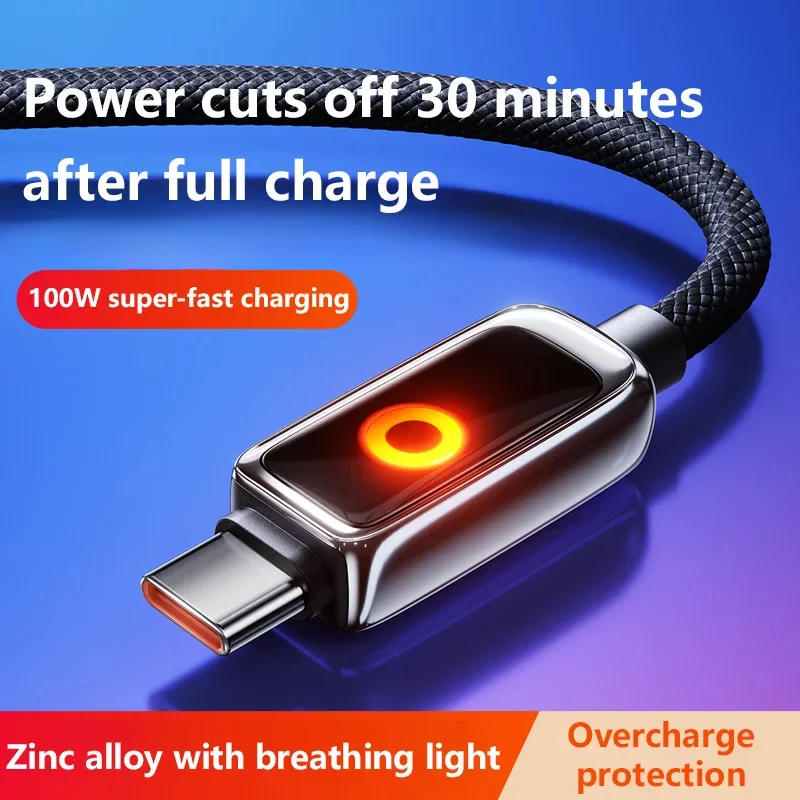 100W USB C Data Cable 1 2M Automatic Power Off Fast Charge USB A Type C To C For Phone Highspeed Data Transfer Data Cable