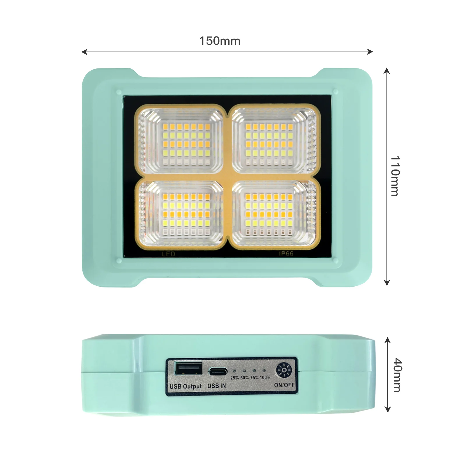 LED Solar Flood Lights Rechargeable 140 LEDs Outdoor Portable LED Tent Lights Built-in Battery Floodlight Emergency Work Lamp