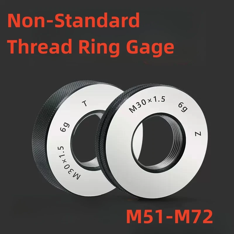 1SET(1*GO+1*NOGO) M51-M72 Non-Standard Metric Fine Tooth Thread Ring Gauge 6g Measure Tool M51M52M53M54-M72 X1.5 0.5 1.25 0.75 2