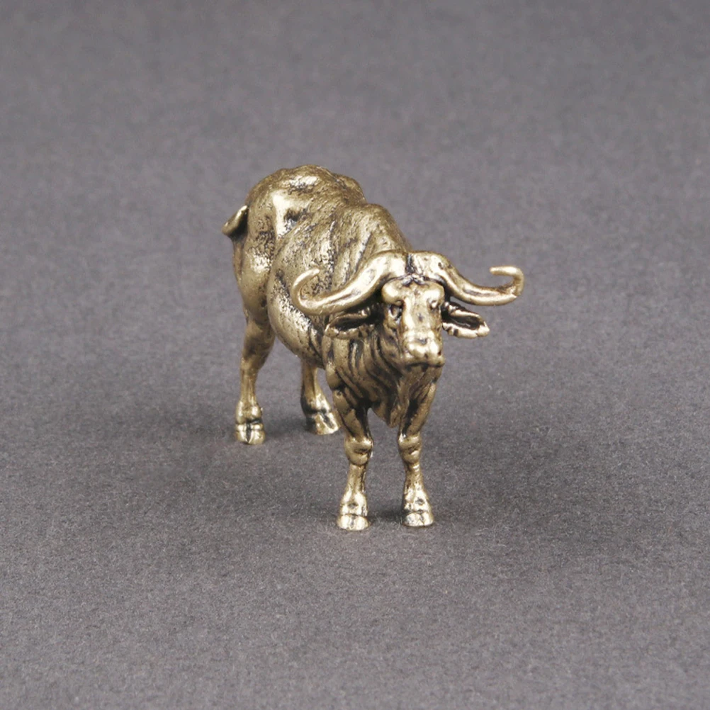 Vintage Brass Yak Statue Fine Craftsmanship Lifelike Animal For Indoor Desktop Decor Small Cabinet Ornament