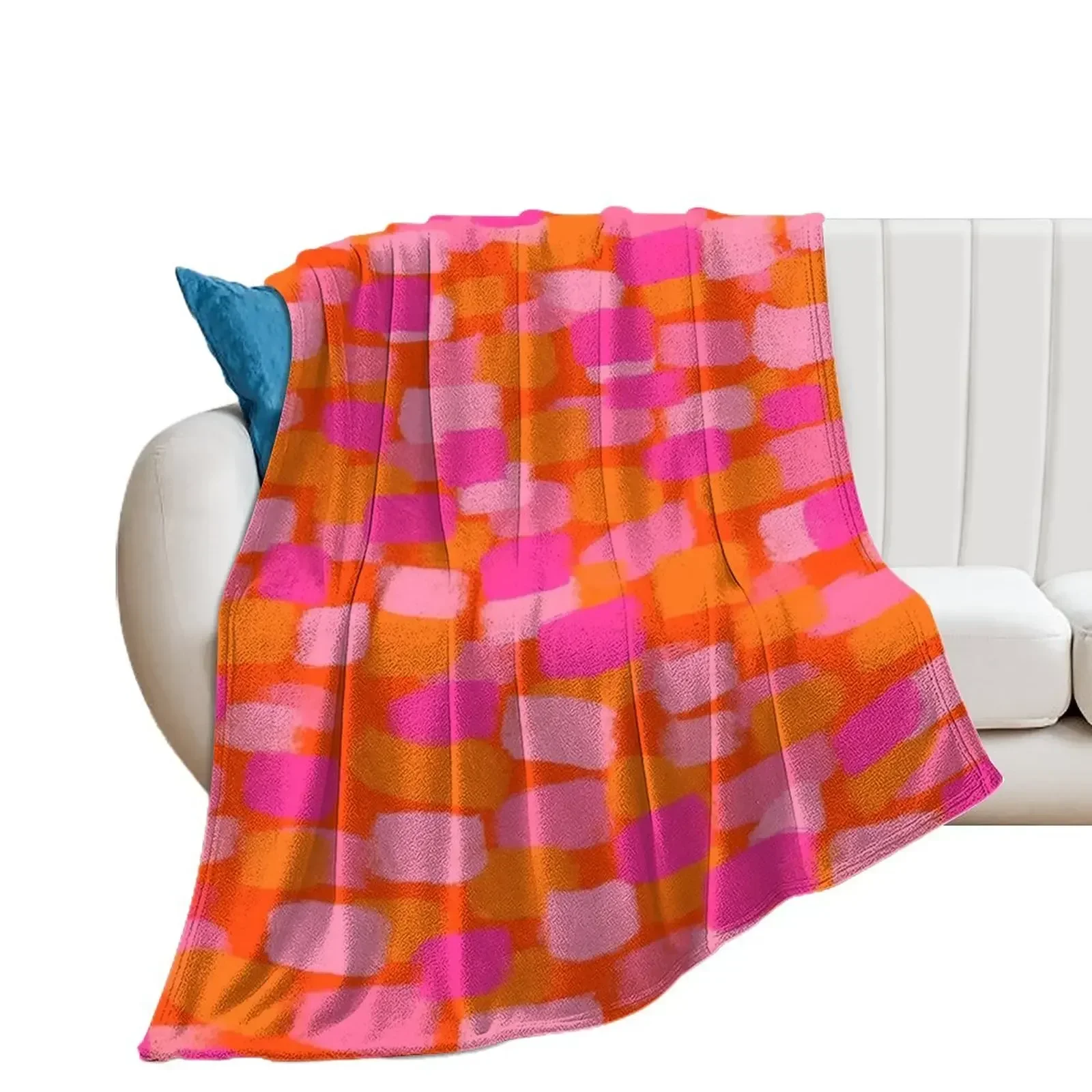 

Abstract, Pink and Orange, Paint Brush Effect Throw Blanket Polar Decorative Sofas Sofa Quilt Blankets