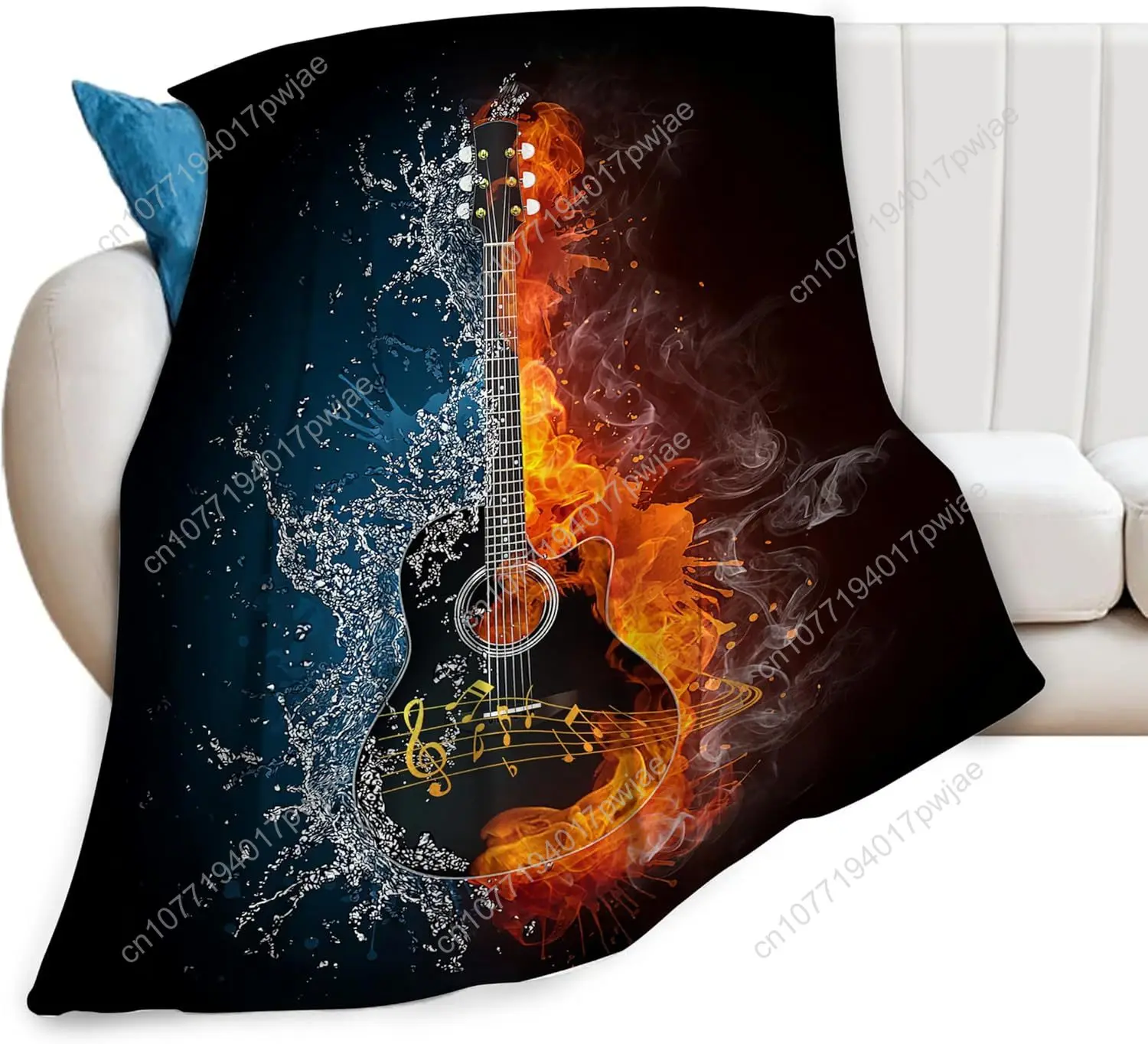 Guitar Blanket Guitar Throw Blanket Soft Fleece Flannel Bedding Rock Roll Music Gifts for Men Guitarist Boys Women Girls Lovers