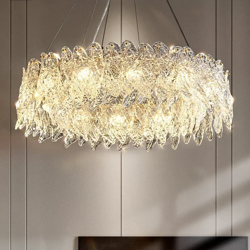 Modern Ceiling Chandelier Interior Decoration Bedroom Dining Living Room Pendant Lights Luxury Glass Petal Led Lighting Fixture