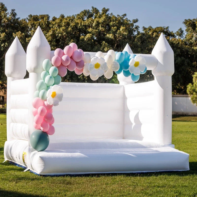 Commercial Party Rental White Trampoline Pullover Inflatable Moon Jumping Bounce House White Trampoline Castle