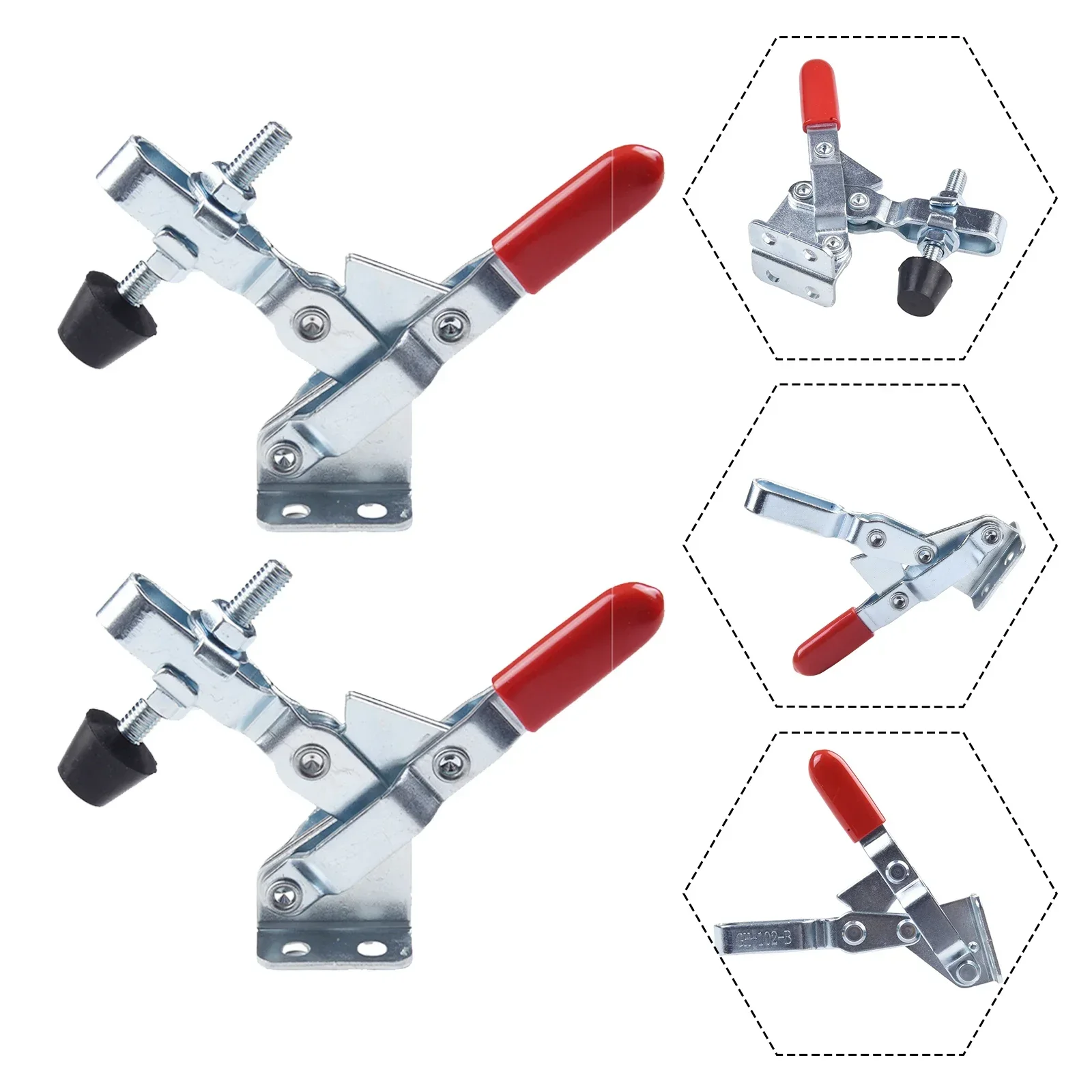 2Pcs GH-102-B Toggle Clamp Push-pull Horizontal Clamp Quick Release 100Kg Vertical Anti Slip Woodworking Assembly Welding Fixing