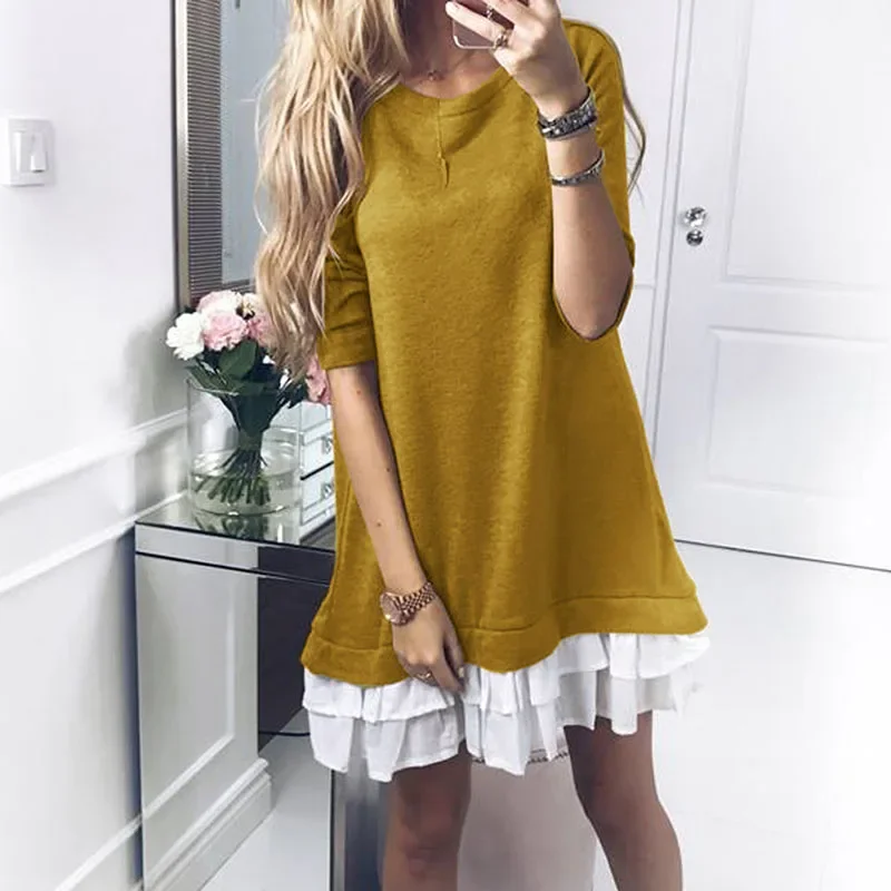 

Party Mujer Overalls Women Sweater Dress Female Cascading Ruffle Sweet Girl Kawaii Dress Autumn Winter Dress