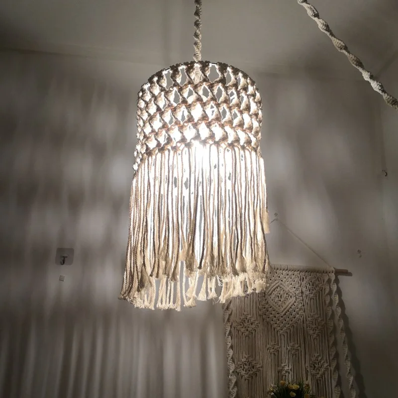 

Handmade Cotton rattan Lampshade Creative Light Lamp Modern Lampshade Lamp Cover Ceiling Chandelier Pendant Light Art