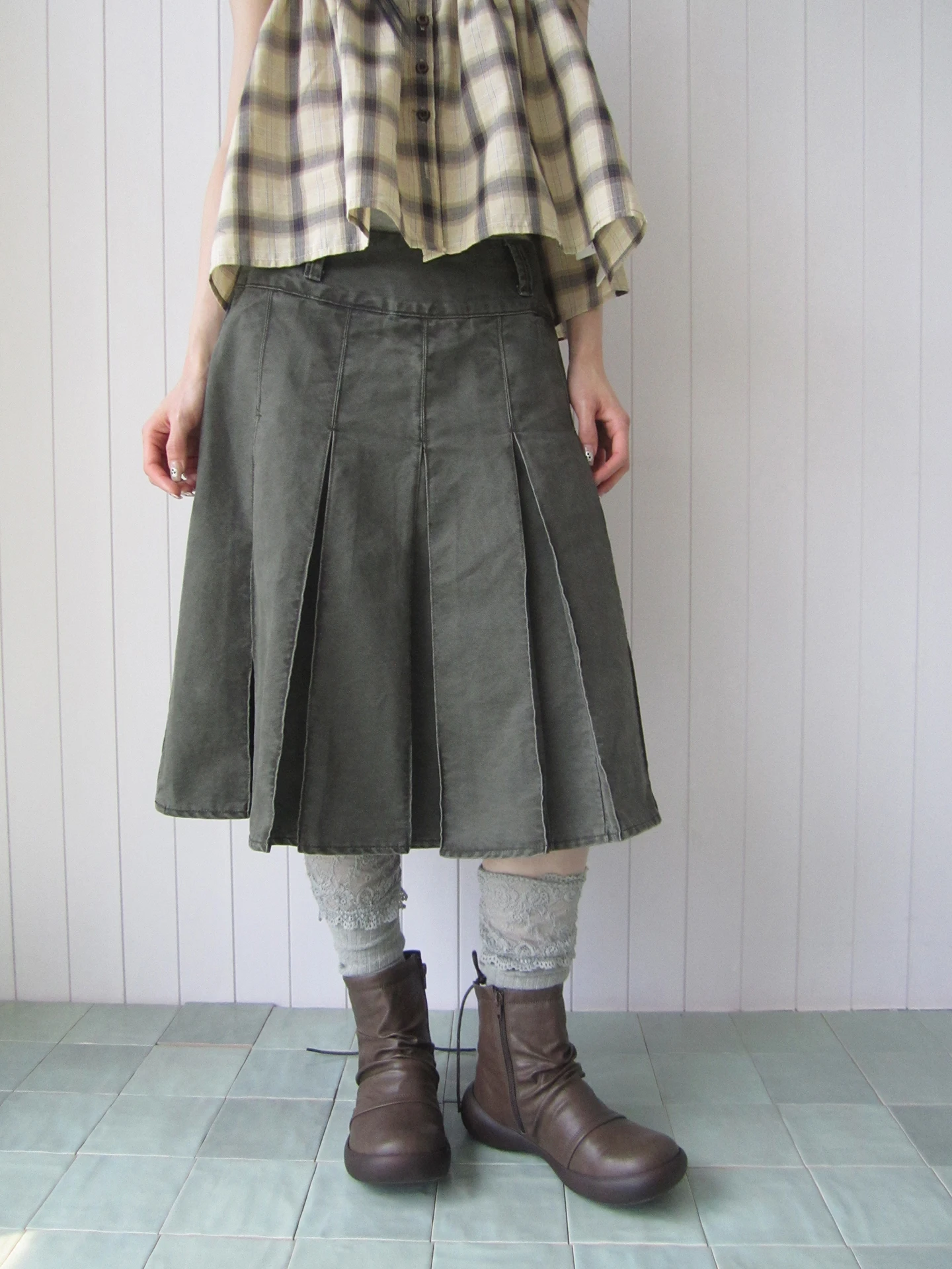 

Angproject Новая винтажная женская юбка-миди А-силуэта с плиссировкой, эффектом похудения, из денима, со средней талией, на боковой молнии