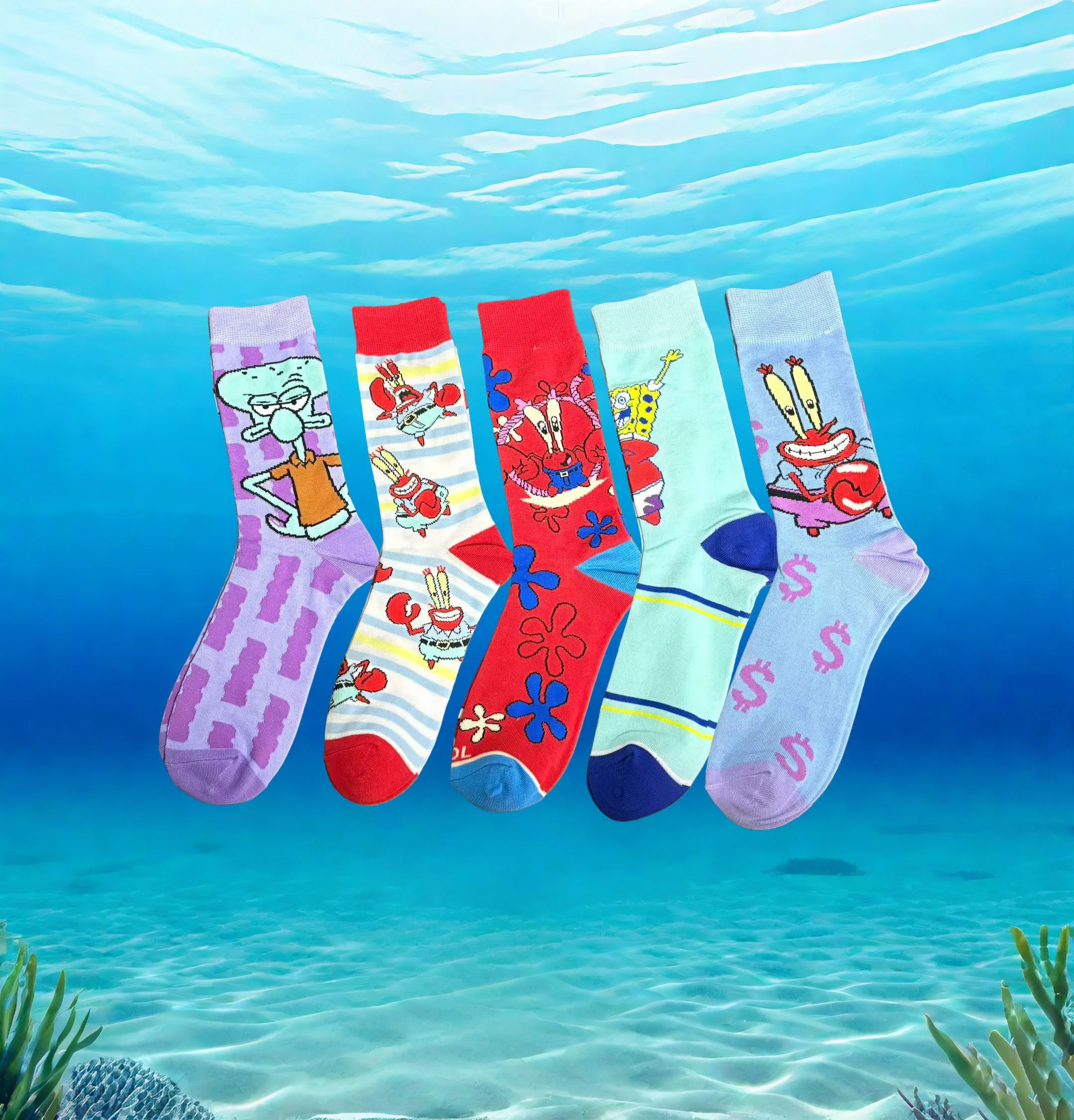 

1/5 Pairs of Cartoon Anime Series Cute Tall Socks Knitted Unisex