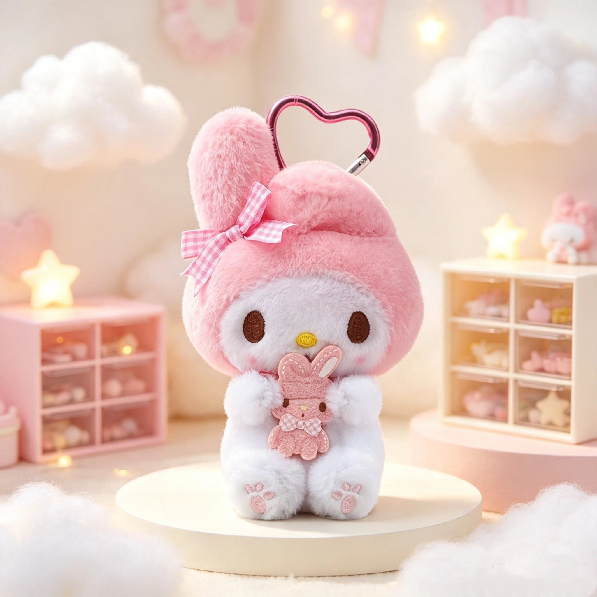 Genuine Sanrio Best Friends Plush Keychain, Hello Kitty Cinnamoroll Pochacco Hug Doll Pendant, Soft Bag Charm Decor Gift