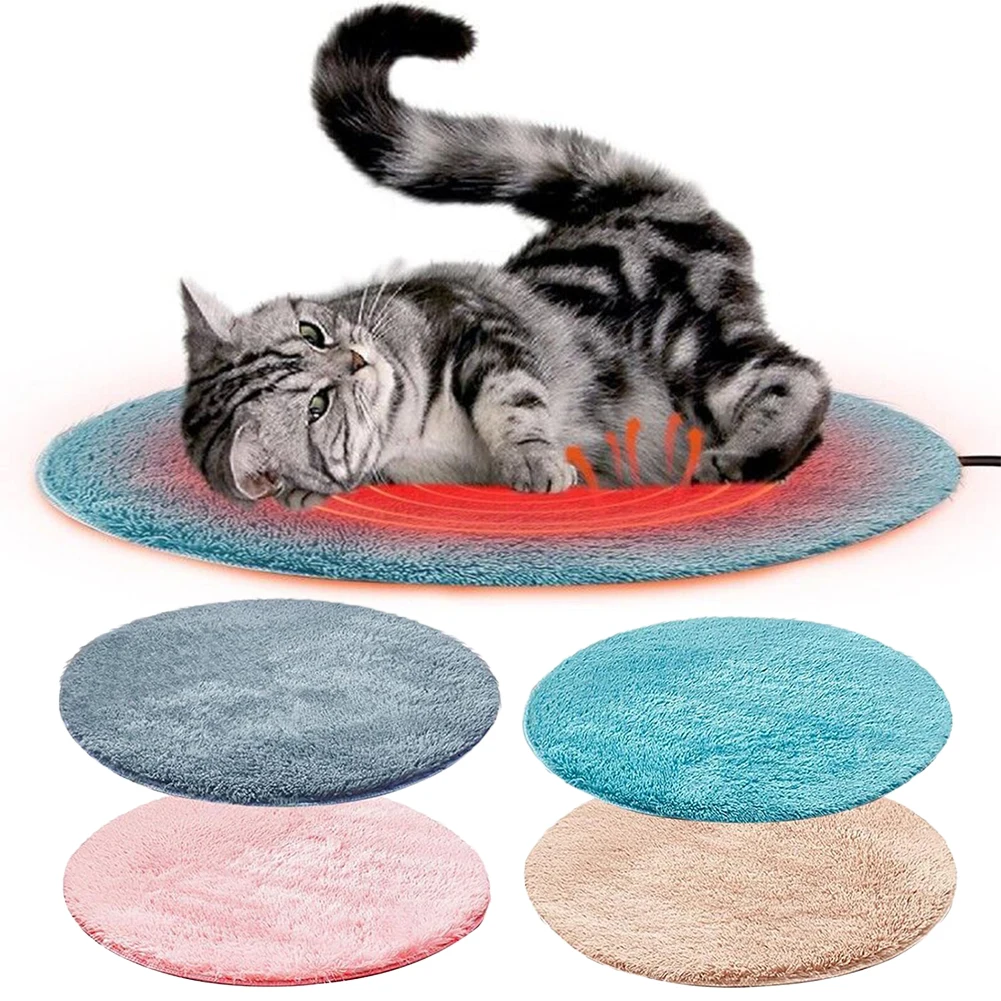 

40cm Pet Cat Dog Bed Body Winter Warmer Carpet Pet Plush Electric Blanket Heated Seat Animals Bed Heater Mat Heating Pad