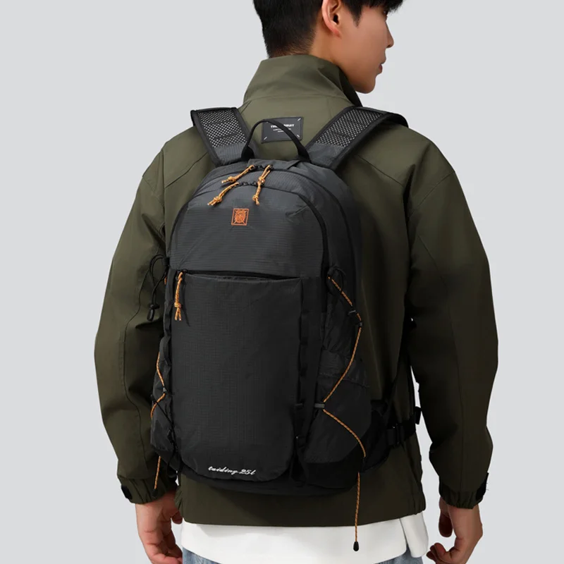 حقيبة ظهر أنيقة وخفيفة الوزن للجنسين ذات سعة كبيرة للاستخدام الخارجي، حقيبة ظهر متينة من النايلون محايدة للمشي لمسافات طويلة للجنسين للسفر #3