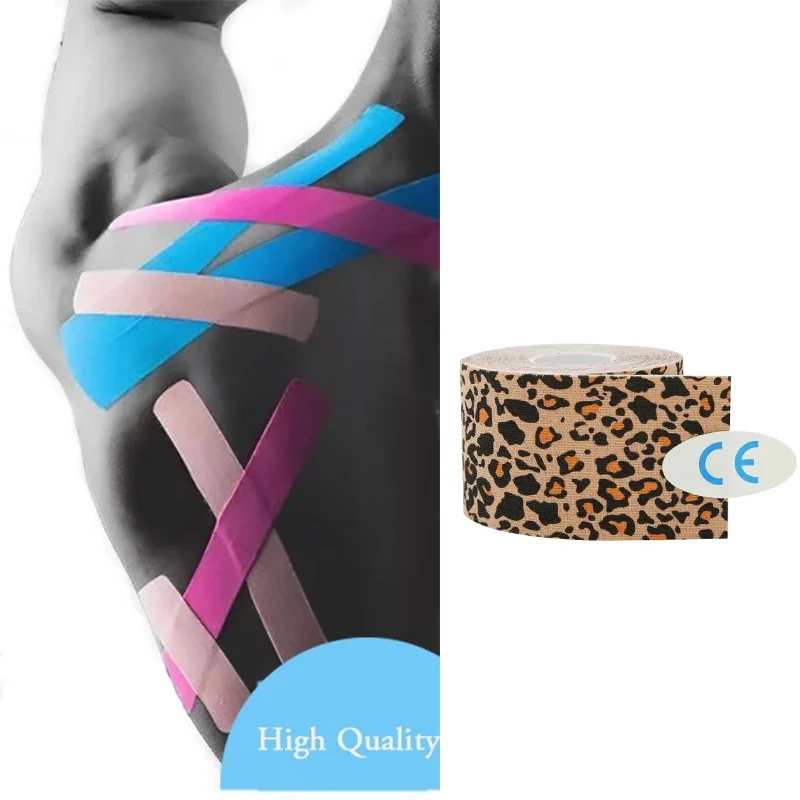 Leopard Print Athletic Tape Physiotherapy Kinesiology  Recovery Self-adhesive Elastic Bandage Sport Taping for Ankle Shoul More