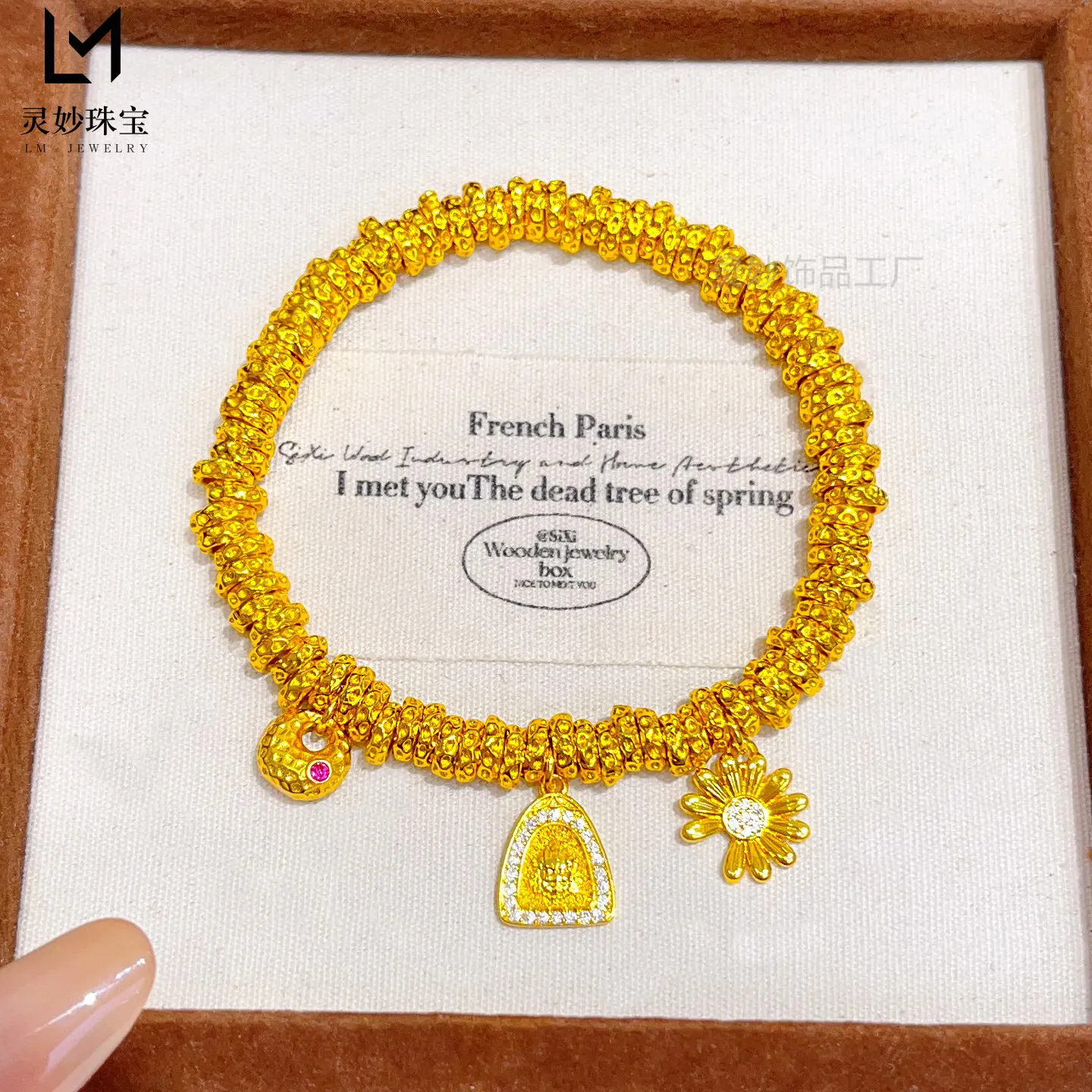 Daily Commute Diamond Chubby Fortune Coil Bracelet For Women 24K Gold AU999 fit all casual and office outfits perfectly
