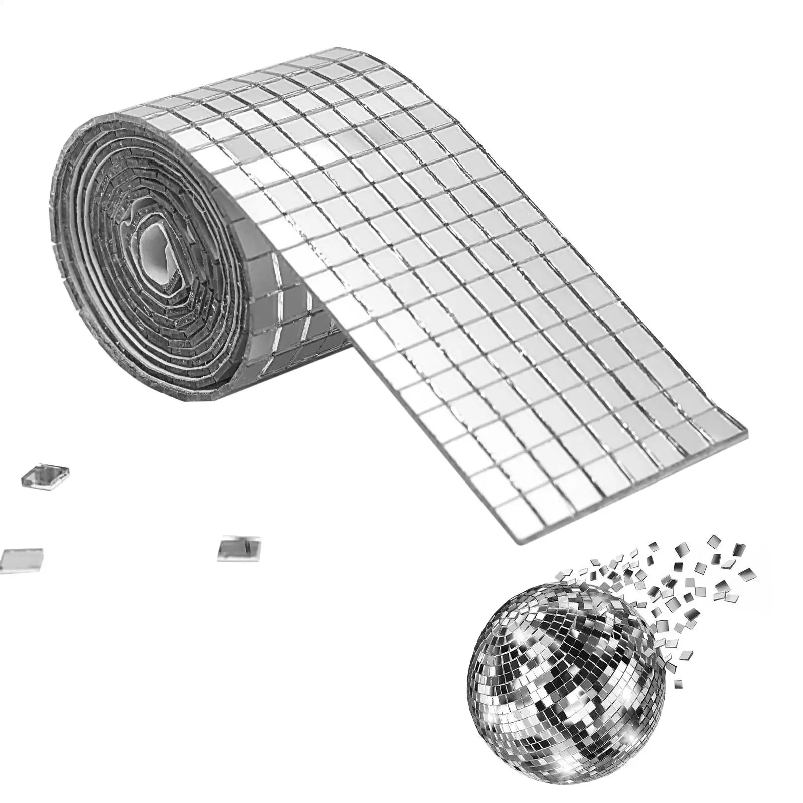Self-Adhesive Craft Tiles Reflective Waterproof Stickers Disco Ball Tiles Decoration For Ceiling Floor Bathroom Kitchens view 2