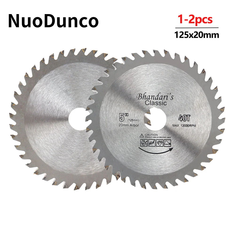 1/2Pcs 5-inch Wood Cutting Disc 40 Teeth Carbide Saw Blade Power Tool Accessories Hole Diameter 20mm for Wood Aluminum Cutting