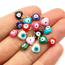 20pcs 9x8mm Enamel Evil Eyes Heart Charms Pendant Stainless Steel DIY Jewelry Making Accessories Findings Bracelet Earrings