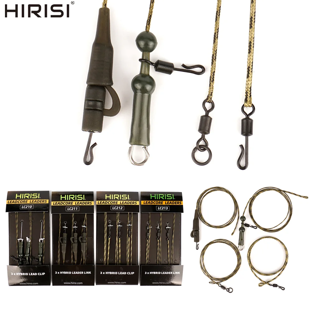 Hirisi 3 قطعة 45lb مضفر الرصاص الأساسية خط PreTied هليكوبتر Chod الشعر تلاعب الرصاص كليب قطب موصل الكارب الصيد محطة معالجة #1