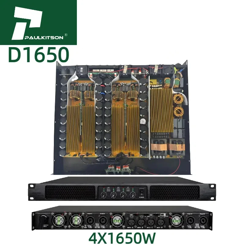 

Paulkitson Audio Amplifier D1650 Class D Amplifier Professional Digital Audio Power Amplifier 4X1650W Professional Sound System
