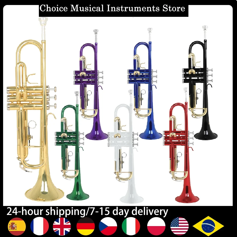 

LADE Позолоченная труба Bb LT-800 Латунь Pro Набор с жестким футляром и мундштуком 7C для студентов-початковщиков Dominator