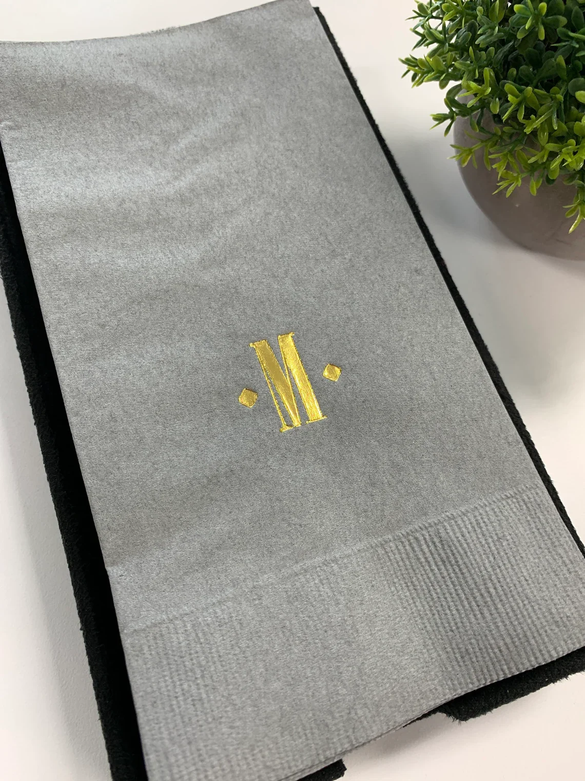 Gold Initial Guest Towel Napkins, Guest Towels, Initial Hand Towels, Gold, Script Initial Napkin, Linen-like guest hand towels,