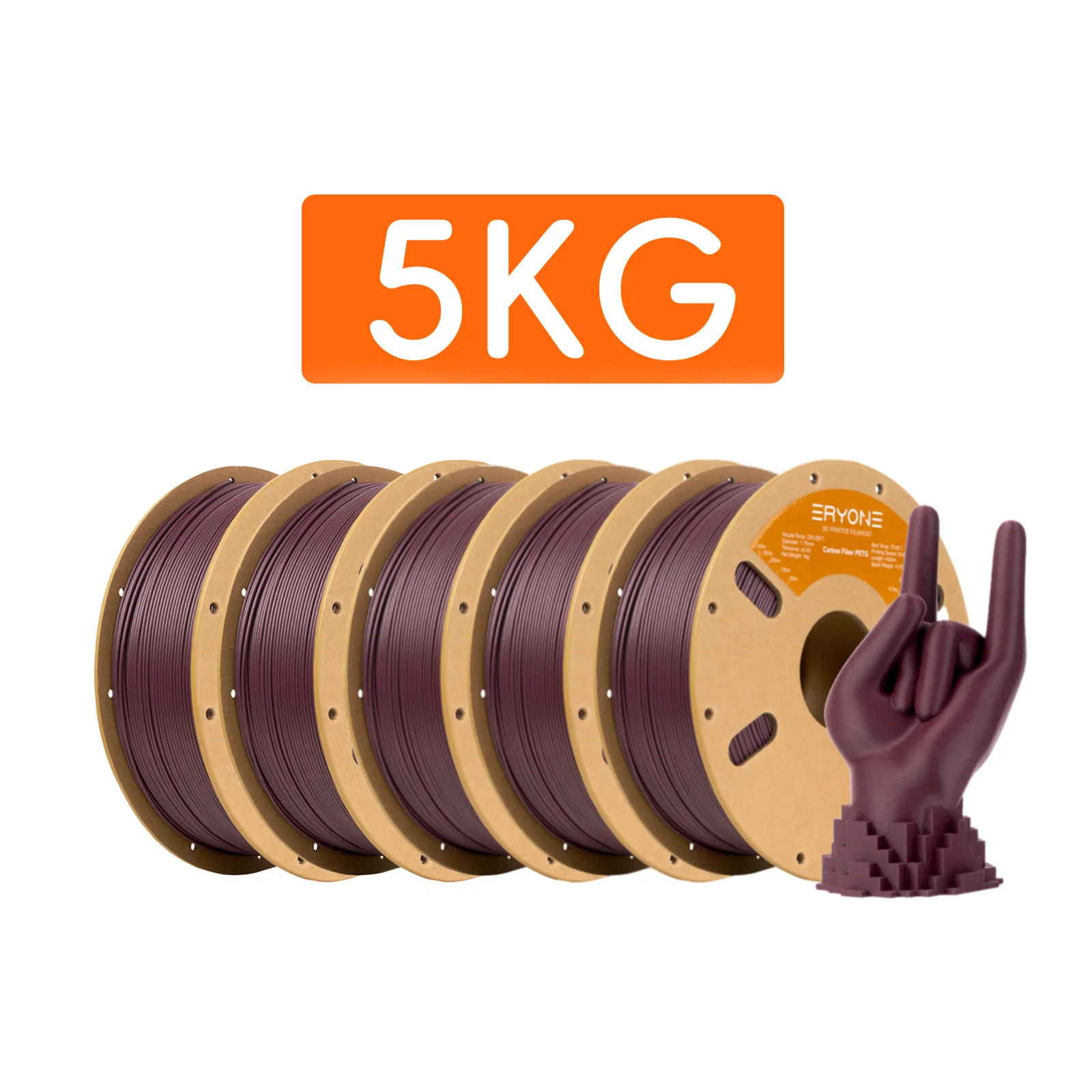 ERYONE Grote Uitverkoop 5KG PETG Carbon Fiber Premium Filament 3D Print, Meerdere Kleuren Beschikbaar, PETG-CF filament, 1KG/Spoel