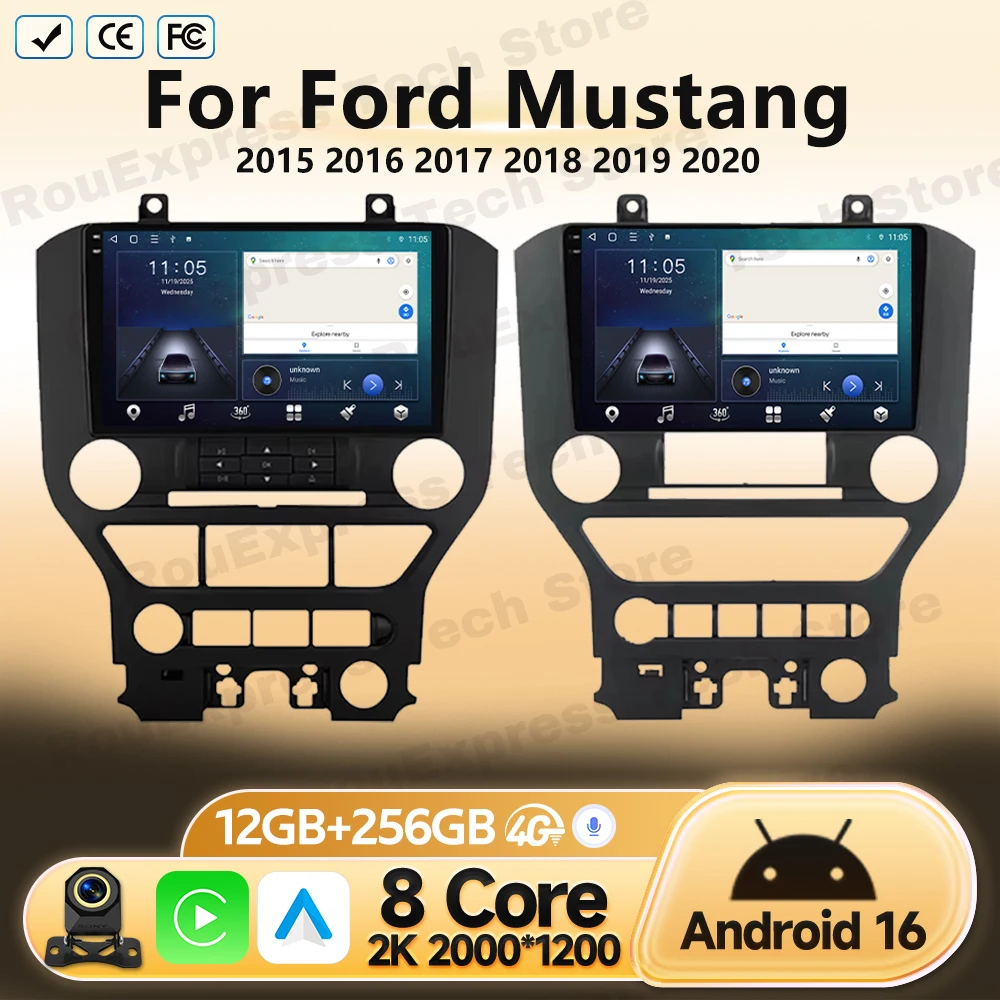 4G Head Unit For Ford Mustang 2015 2016 2017 2018 2019 2020 Android 16 GPS Navigation Multimedia Video Player Car Radio No 2 Din