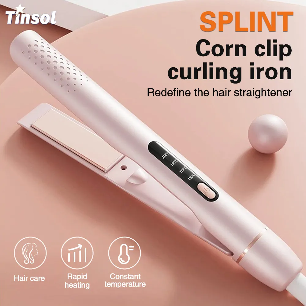 

TINSOL 2 in 1 Hair Straightener Curling Iron Professional Straightening Clip-In Quick Heating with LCD Display Styling Tool