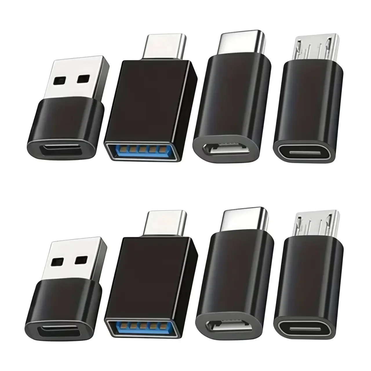 Conjunto de Adaptadores USB para USB-C, USB C para USB 3.0 OTG, Micro USB para USB C - Compatível com MacBook Pro, Samsung Galaxy, Smartphones, Laptops