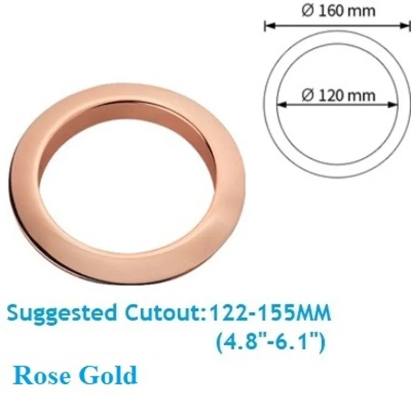 1Pc SUS304 Countertop Trash Grommet Sleeve Square Rectangular Round Rose Gold
