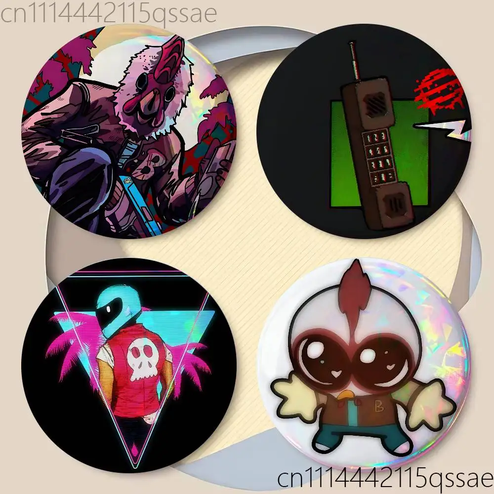 For Hotline Miami Son Jacket 25/32/44/58/75mm Badges Tinplate Soft Button Pin Brooch Metal Badge Custom Accessorie Hat Bag Lapel