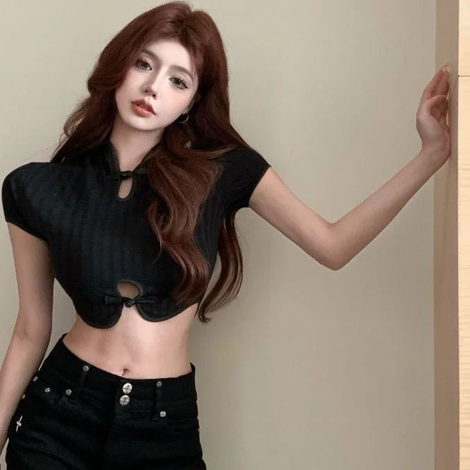 Crop Top T Shirts Elegant Woman Sequins Partywear Plain Clubwear Youth Deep Purple Crystal Tan Universal Happy Minimalist Future