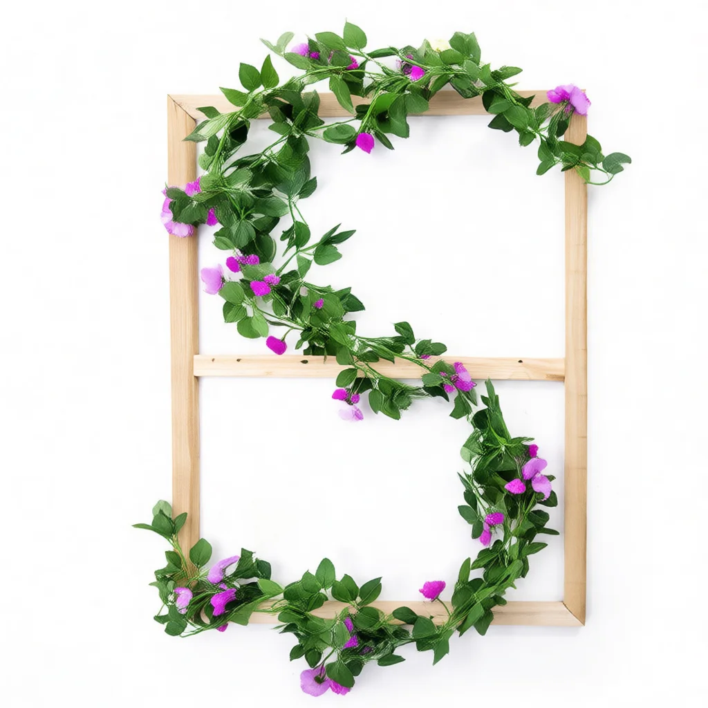 Silk Rose Artificial Flower Vine Realistic Fake Hanging Plant For Home Living Room Pipe Covering Heater Tube Decor Supplies
