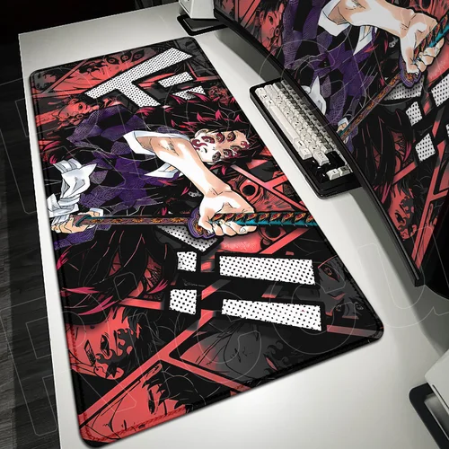 Alfombrilla de ratón de Anime japonés Demon Slayer Kokushibo, 120x60cm, alfombrilla de teclado duradera para jugadores, alfombrilla de ratón de ordenador de oficina de gran tamaño lavable