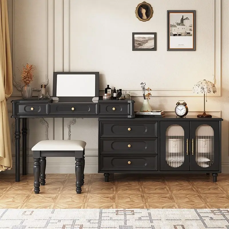 Solid wood dresser, chest, integrated cosmetic table, bedroom, bedside cabinet
