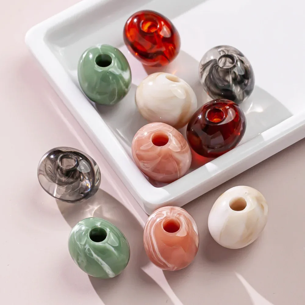 Resin Irregular Large Hole Smudge Olive Beads Oval Straight Hole Clothing Swimwear Loose Beads DIY Accessories Accessories