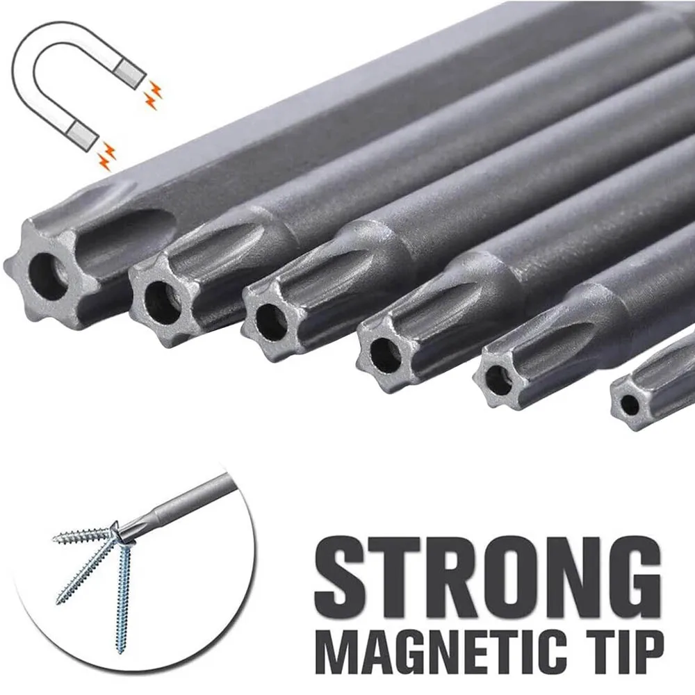 11 PCS T6-T40 Security Torx Screwdriver Bits S2 Steel Magnetic Star Bits 50mm 100mm Replacement Bits for Shark Vacuum Cleaner